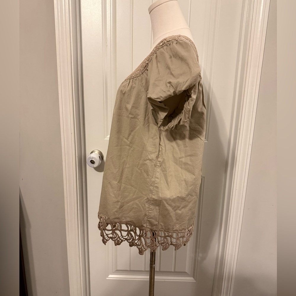 Apostrophe Beige Blouse with Lace Accents - Picture 4 of 13